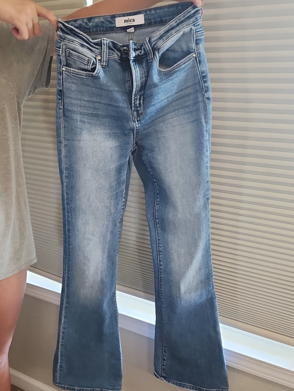 mica Mid-Rise Flare Jeans in Light Blue Wash